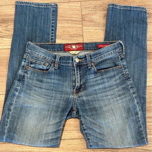 Lucky Brand Size 4/27 Ankle Sofia Straight Mid Rise Mid Wash Denim Jeans - Picture 2 of 6